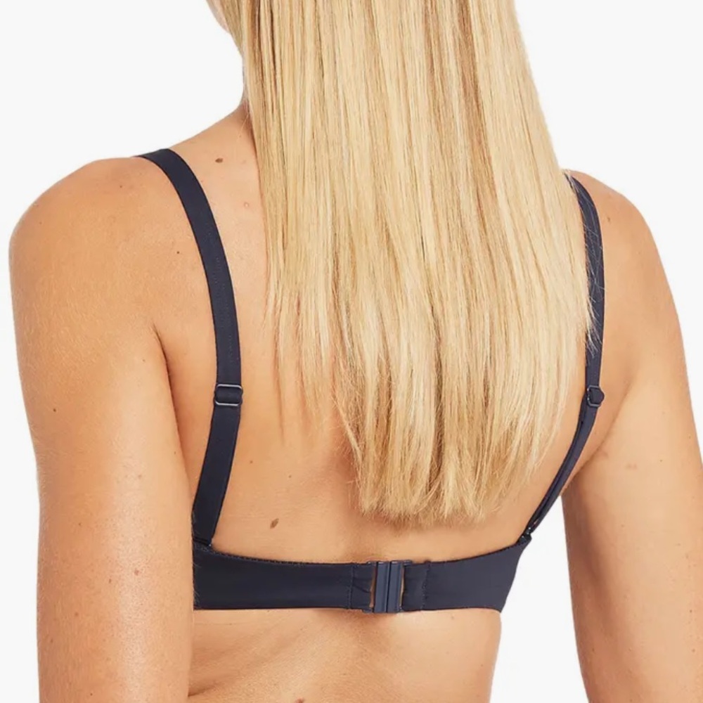 Sea Level Essentials Twist Front Bandeau Bikini Top Navy Night Sky Size 12 - Picture 4 of 6